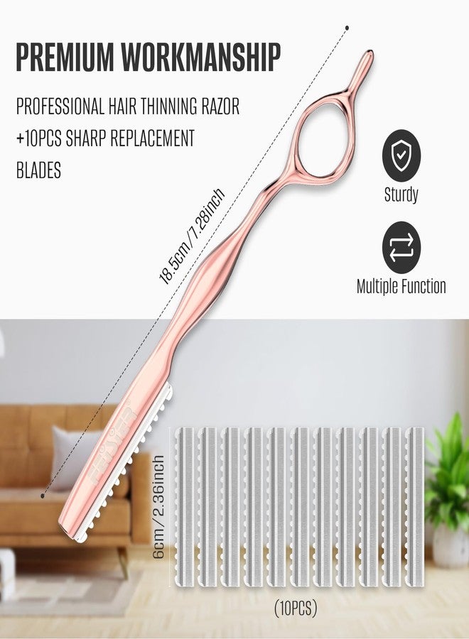 FEISIER Hair Razors for Cutting Hair, Professional Styling Texturizing Razor, Stainless Steel Thinning Razor Kit with 10 Replacement Blades, Premium Texture Cutting Razor for Salon and Home - Image 3